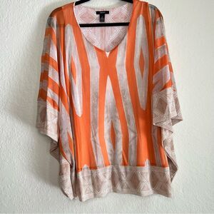 Alfani EUC top 🌺 orange & cream 🌺 geometric 🌺 medium